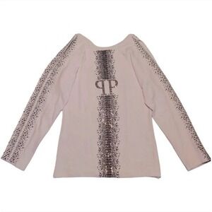 Philipp Plein Rhinestone Logo‎ Cut Out Sleeve Knit Pullover Sweater